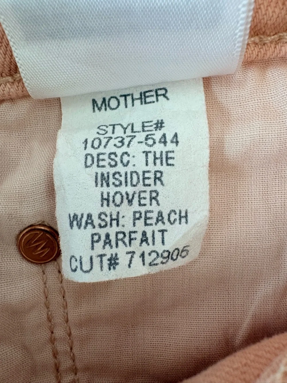 MOTHER SUPERIOR The Insider Hover The Devil May Care Sz 24 Peach Parfait NWT - Picture 11 of 16